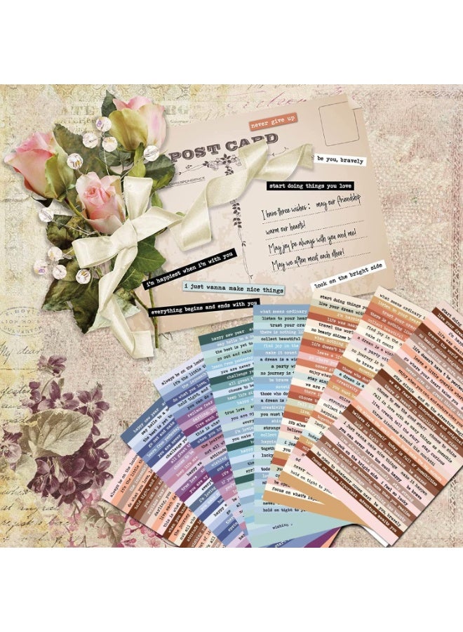 fantasize 8 Sheet Vintage Scrapbook Stickers for Journaling Junk Journal Supplies, Quote Stickers, DIY Phrase Word Stickers for Scrapbooking Planners, Notebook Collage Album Aesthetic Stickers (Colorful) - Image 5